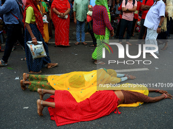 Hindu devotees are performing rituals as they take part in the annual religious 'Lakhi Pad Yatra' for the 'darshan' of Lord Kalyan, at Diggi...