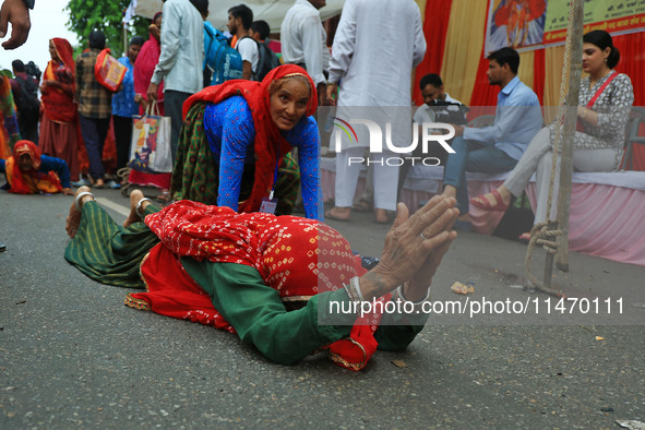 Hindu devotees are performing rituals as they take part in the annual religious 'Lakhi Pad Yatra' for the 'darshan' of Lord Kalyan, at Diggi...