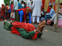 Hindu devotees are performing rituals as they take part in the annual religious 'Lakhi Pad Yatra' for the 'darshan' of Lord Kalyan, at Diggi...