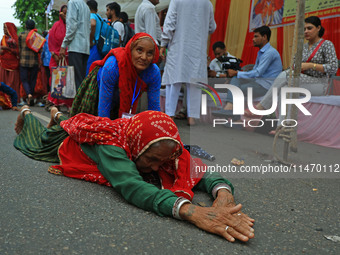 Hindu devotees are performing rituals as they take part in the annual religious 'Lakhi Pad Yatra' for the 'darshan' of Lord Kalyan, at Diggi...