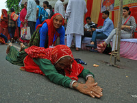 Hindu devotees are performing rituals as they take part in the annual religious 'Lakhi Pad Yatra' for the 'darshan' of Lord Kalyan, at Diggi...