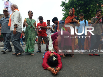 Hindu devotees are taking part in the annual religious 'Lakhi Pad Yatra' for the 'darshan' of Lord Kalyan, at Diggi Kalyan Ji temple in Jaip...