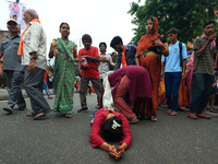 Hindu devotees are taking part in the annual religious 'Lakhi Pad Yatra' for the 'darshan' of Lord Kalyan, at Diggi Kalyan Ji temple in Jaip...