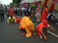 Hindu devotees are performing rituals as they take part in the annual religious 'Lakhi Pad Yatra' for the 'darshan' of Lord Kalyan, at Diggi...