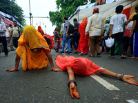 Hindu devotees are performing rituals as they take part in the annual religious 'Lakhi Pad Yatra' for the 'darshan' of Lord Kalyan, at Diggi...