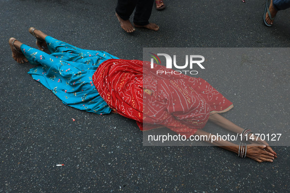 Hindu devotees are performing rituals as they take part in the annual religious 'Lakhi Pad Yatra' for the 'darshan' of Lord Kalyan, at Diggi...