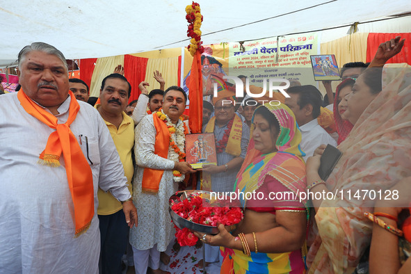 BJP senior leader Kalicharan Saraf is taking part in the annual religious 'Lakhi Pad Yatra' for the 'darshan' of Lord Kalyan, at Diggi Kalya...