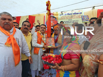 BJP senior leader Kalicharan Saraf is taking part in the annual religious 'Lakhi Pad Yatra' for the 'darshan' of Lord Kalyan, at Diggi Kalya...