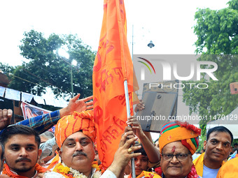 BJP senior leader Kalicharan Saraf is taking part in the annual religious 'Lakhi Pad Yatra' for the 'darshan' of Lord Kalyan, at Diggi Kalya...