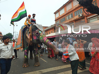 Hindu devotees are taking part in the annual religious 'Lakhi Pad Yatra' for the 'darshan' of Lord Kalyan, at Diggi Kalyan Ji temple in Jaip...