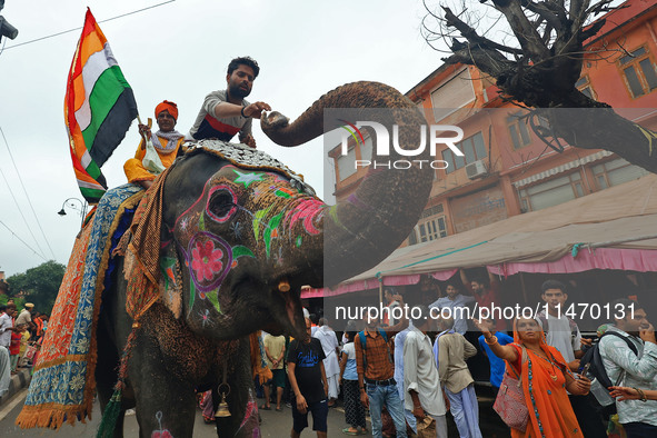 Hindu devotees are taking part in the annual religious 'Lakhi Pad Yatra' for the 'darshan' of Lord Kalyan, at Diggi Kalyan Ji temple in Jaip...