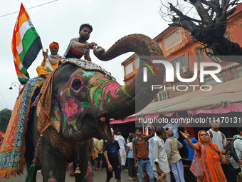 Hindu devotees are taking part in the annual religious 'Lakhi Pad Yatra' for the 'darshan' of Lord Kalyan, at Diggi Kalyan Ji temple in Jaip...