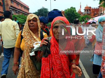 Hindu devotees are taking part in the annual religious 'Lakhi Pad Yatra' for the 'darshan' of Lord Kalyan, at Diggi Kalyan Ji temple in Jaip...