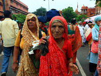 Hindu devotees are taking part in the annual religious 'Lakhi Pad Yatra' for the 'darshan' of Lord Kalyan, at Diggi Kalyan Ji temple in Jaip...