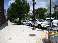 Blood is on the sidewalk outside of the Tremont Av station. Two men are being slashed outside of the Tremont Avenue subway station in Bronx,...