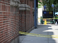 Blood is on the sidewalk outside of the Tremont Av station. Two men are being slashed outside of the Tremont Avenue subway station in Bronx,...