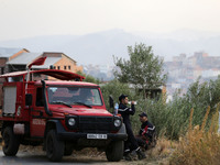 A forest fire is burning near the village of Larbaa Nath Reten, Tizi Ouzou, in the mountainous region of Kabyle, Algeria, on August 11, 2024...