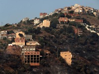 A forest fire is burning near the village of Larbaa Nath Reten, Tizi Ouzou, in the mountainous region of Kabyle, Algeria, on August 11, 2024...