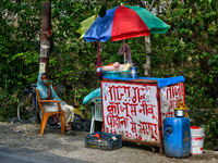 A juice stand is operating along the roadside in Haldwani, Uttarakhand, India, on April 23, 2024. (