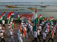 People are taking part in the Tiranga Rally ahead of India's Independence Day celebrations in Srinagar, Jammu and Kashmir, on August 12, 202...