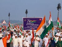 People are taking part in the Tiranga Rally ahead of India's Independence Day celebrations in Srinagar, Jammu and Kashmir, on August 12, 202...