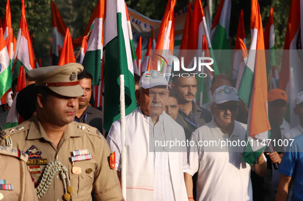 Jammu and Kashmir Lieutenant Governor Manoj Sinha is participating in the Tiranga Rally ahead of India's Independence Day celebrations in Sr...