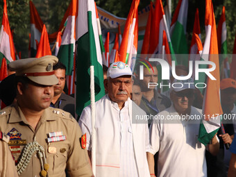 Jammu and Kashmir Lieutenant Governor Manoj Sinha is participating in the Tiranga Rally ahead of India's Independence Day celebrations in Sr...