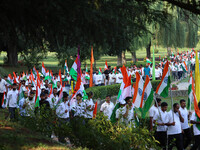 People are taking part in the Tiranga Rally ahead of India's Independence Day celebrations in Srinagar, Jammu and Kashmir, on August 12, 202...