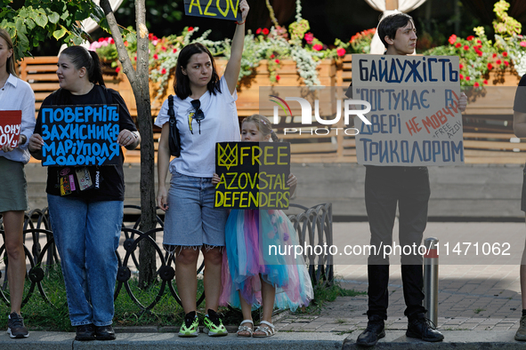 Activists are holding the Don't Be Silent. Captivity Kills! rally to support Ukrainian prisoners of war of the Mariupol Garrison as well as...