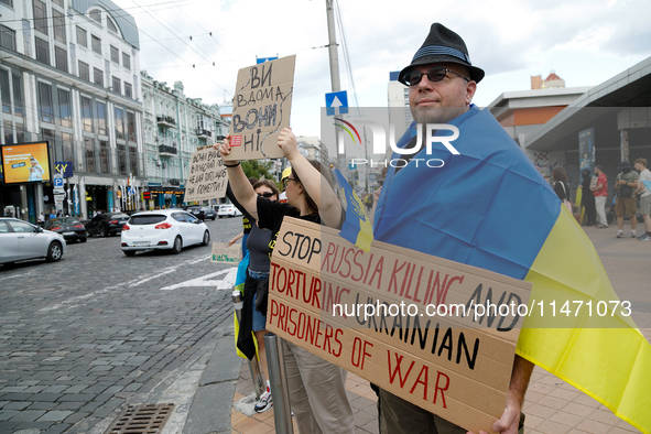 Activists are holding the Don't Be Silent. Captivity Kills! rally to support Ukrainian prisoners of war of the Mariupol Garrison as well as...