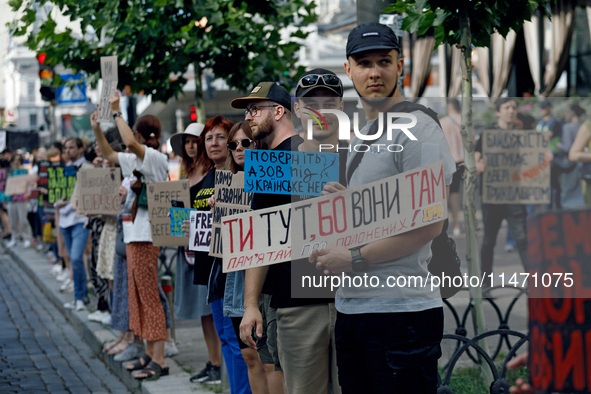 Activists are holding the Don't Be Silent. Captivity Kills! rally to support Ukrainian prisoners of war of the Mariupol Garrison as well as...