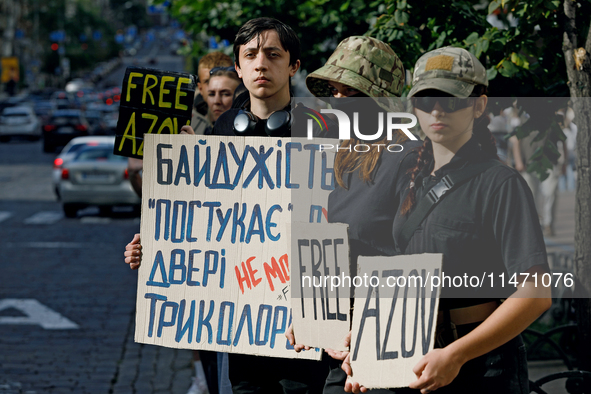 Activists are holding the Don't Be Silent. Captivity Kills! rally to support Ukrainian prisoners of war of the Mariupol Garrison as well as...