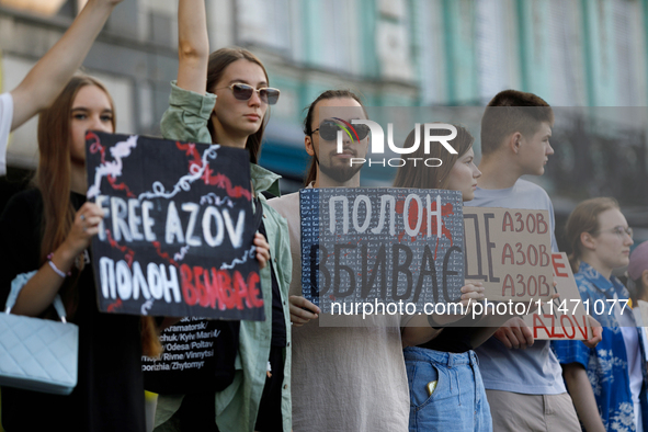 Activists are holding the Don't Be Silent. Captivity Kills! rally to support Ukrainian prisoners of war of the Mariupol Garrison as well as...