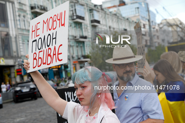 Activists are holding the Don't Be Silent. Captivity Kills! rally to support Ukrainian prisoners of war of the Mariupol Garrison as well as...