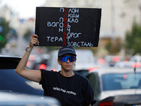 An activist is holding a placard during the Don't Be Silent. Captivity Kills! rally held to support Ukrainian prisoners of war of the Mariup...