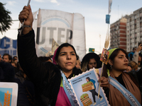 Pilgrims and workers are taking part in a march from the sanctuary at the San Cayetano Church to Plaza de Mayo Square in Buenos Aires, Argen...