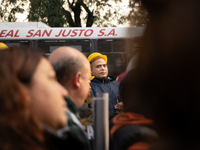 Pilgrims and workers are taking part in a march from the sanctuary at the San Cayetano Church to Plaza de Mayo Square in Buenos Aires, Argen...