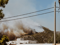 Severe wildfires are erupting across Attica, Greece, fueled by extreme heat, drought, and high winds since Sunday, in Nea Makri, Attica, Gre...