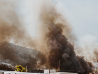 Severe wildfires are erupting across Attica, Greece, fueled by extreme heat, drought, and high winds since Sunday, in Nea Makri, Attica, Gre...