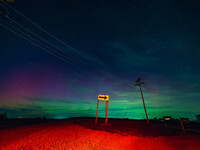 Wisconsin's night sky is glowing with the Northern Lights, as a geomagnetic storm is bringing vibrant pink and green colors, stealing the sp...