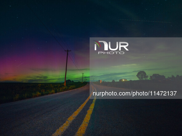 Wisconsin's night sky is glowing with the Northern Lights, as a geomagnetic storm is bringing vibrant pink and green colors, stealing the sp...