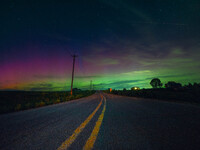 Wisconsin's night sky is glowing with the Northern Lights, as a geomagnetic storm is bringing vibrant pink and green colors, stealing the sp...