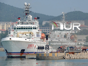 The ''Beihai Rescue 101'' and ''Beihai Rescue 119'' rescue ships are on standby at the Beihai Rescue Bureau of the Ministry of Transport in...