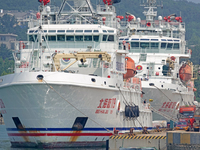 The ''Beihai Rescue 101'' and ''Beihai Rescue 119'' rescue ships are on standby at the Beihai Rescue Bureau of the Ministry of Transport in...