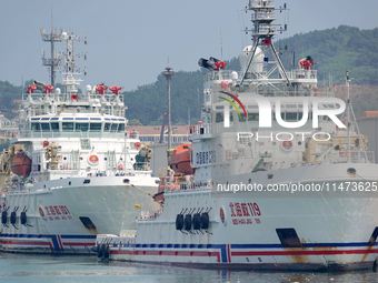 The ''Beihai Rescue 101'' and ''Beihai Rescue 119'' rescue ships are on standby at the Beihai Rescue Bureau of the Ministry of Transport in...