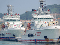 The ''Beihai Rescue 101'' and ''Beihai Rescue 119'' rescue ships are on standby at the Beihai Rescue Bureau of the Ministry of Transport in...