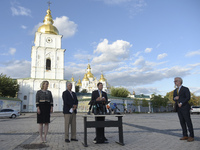 US Ambassador to Ukraine Bridget A. Brink, United States Senators Lindsey Graham and Richard Blumenthal (L to R) are attending a briefing in...