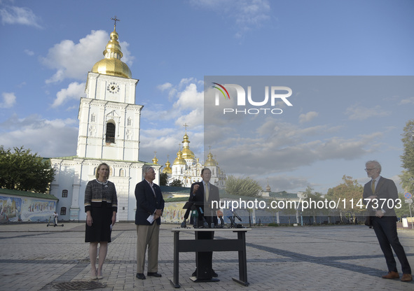 US Ambassador to Ukraine Bridget A. Brink, United States Senators Lindsey Graham and Richard Blumenthal (L to R) are attending a briefing in...