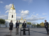 US Ambassador to Ukraine Bridget A. Brink, United States Senators Lindsey Graham and Richard Blumenthal (L to R) are attending a briefing in...