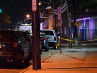 Police are involved in a shooting, leaving one person wounded and two police officers injured in Newark, New Jersey, United States, on Augus...